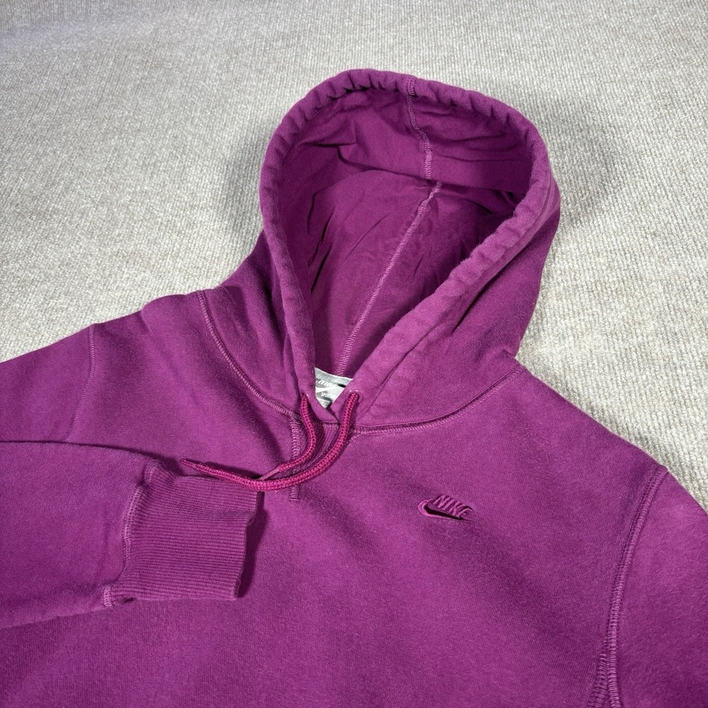 Vintage Nike Hoodie Sweatshirt Womens L Pullover Purple Fleece Club Gray Tag